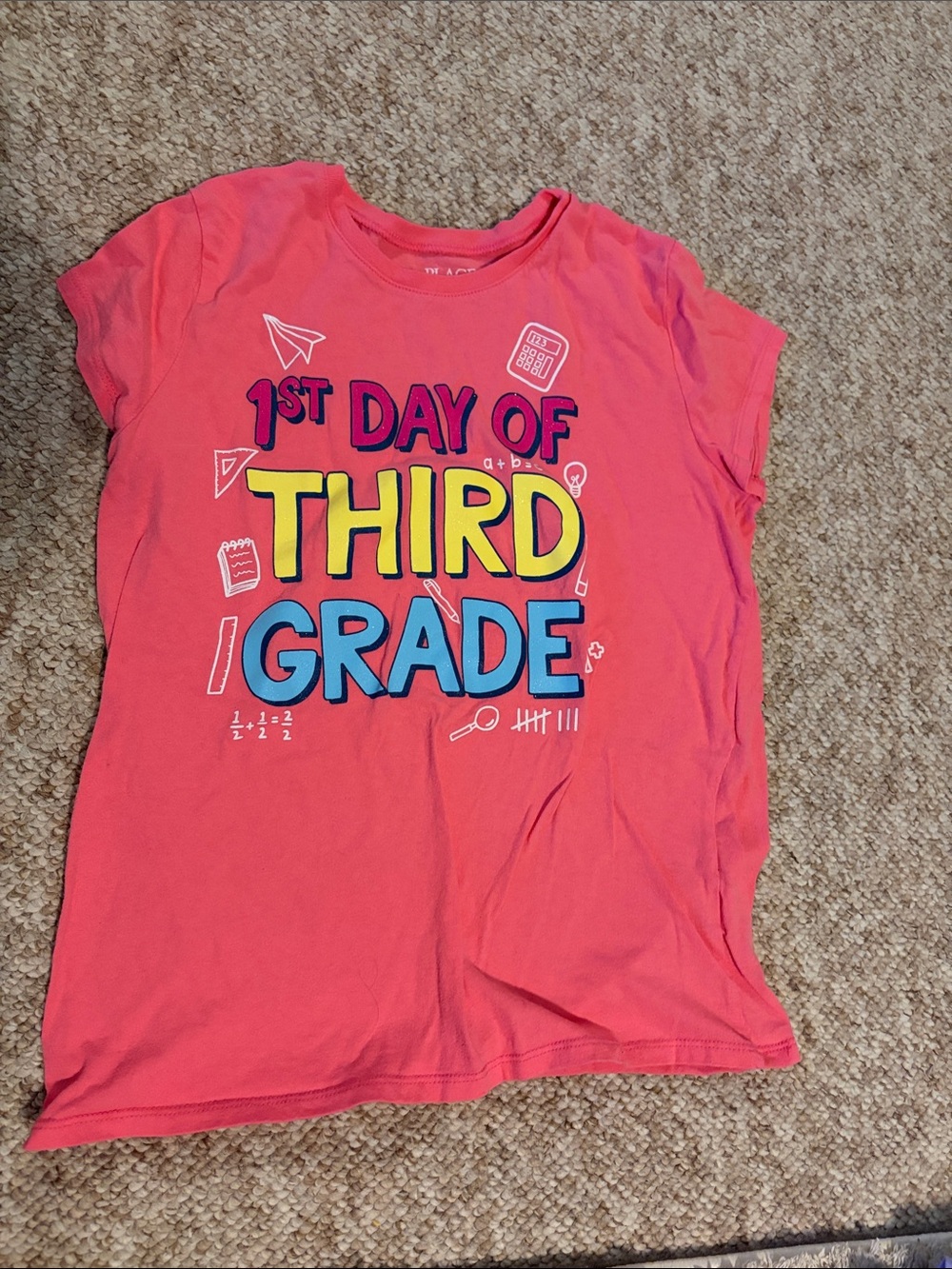 4/$12 1st Day of Third Grade Girls' Tee - size XL